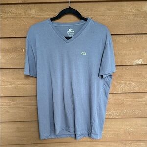 Lacoste v-neck soft Pima cotton blue gray t-shirt size 6